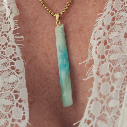 Pendentif Totem en Aragonite bleue - n°1