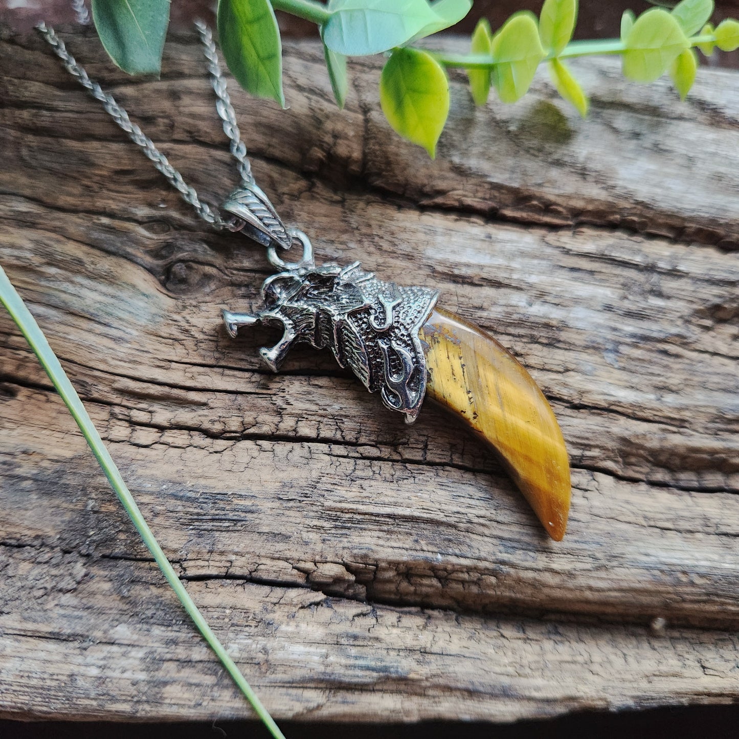 Pendentif Dent de loup en Œil de tigre