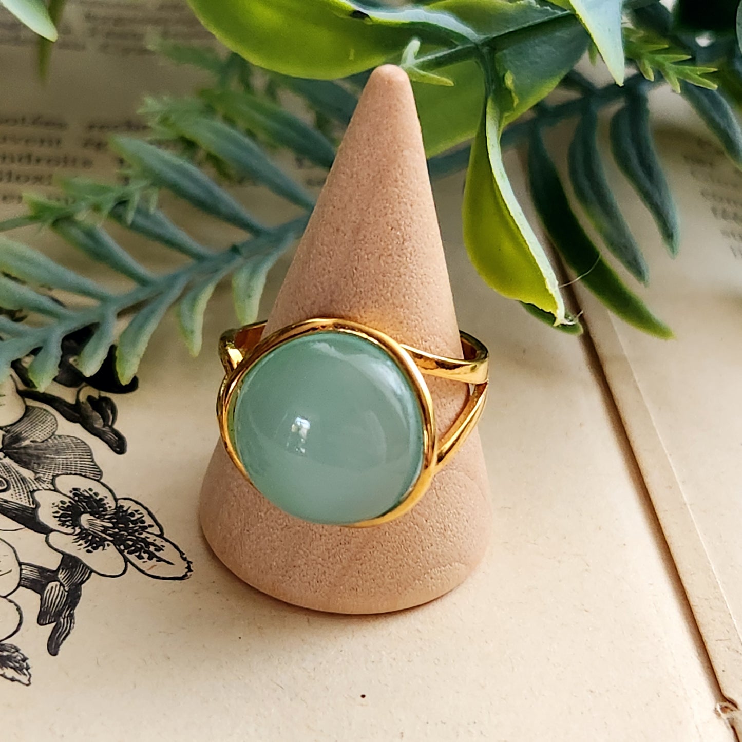 Bague réglable "Dorée" - Aigue marine - Argent plaqué or 925