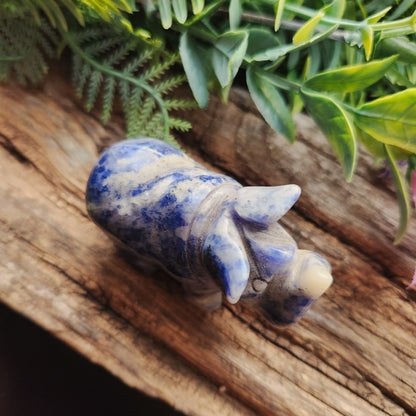 Sculpture de Rhinocéros en sodalite