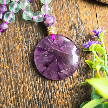 Mala Ether - Eveil spirituel - Améthyste, Fluorite et Charoïte