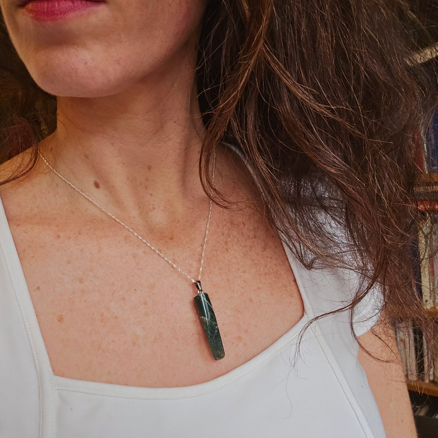 Pendentif Totem en Agate mousse - n°1