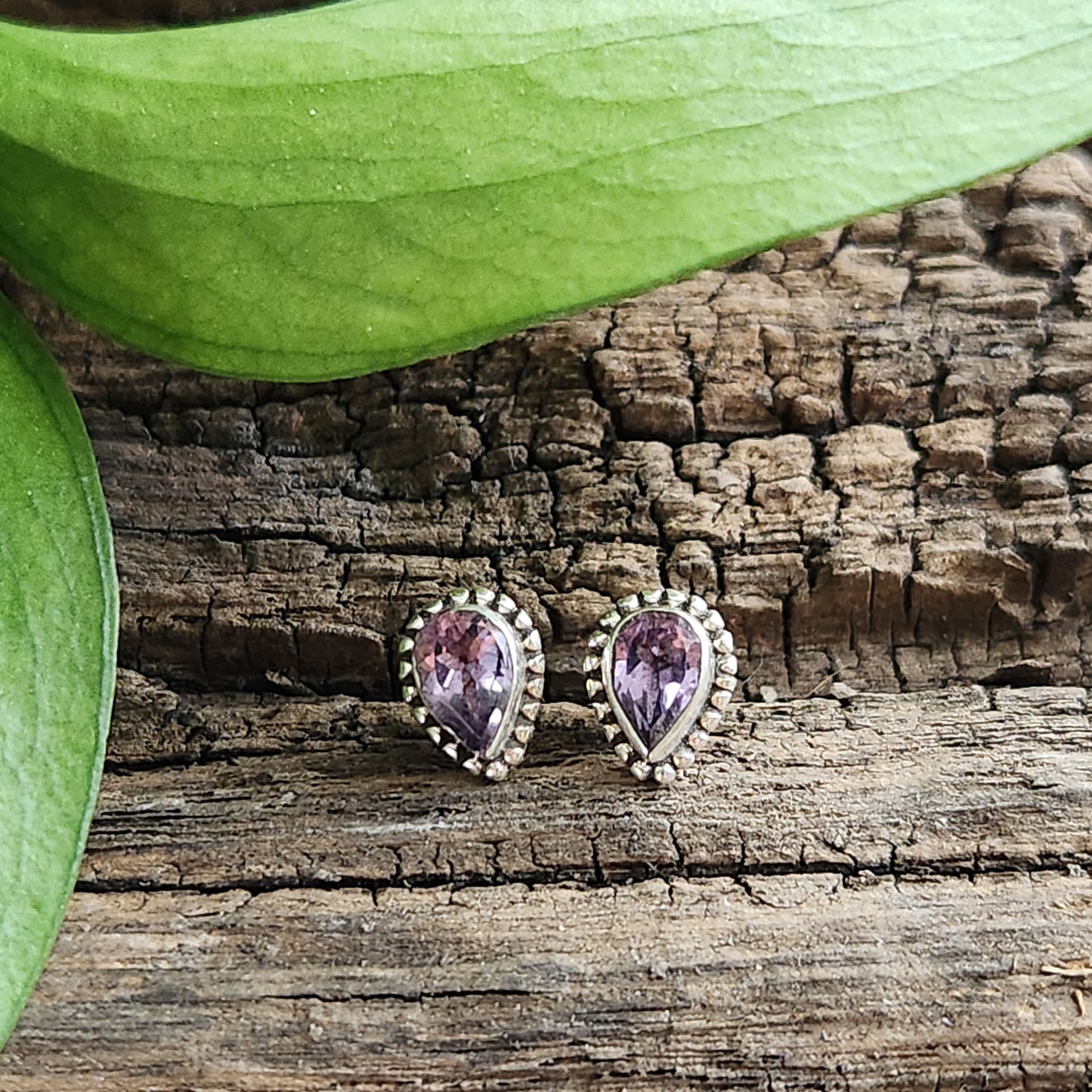 Boucles d'oreilles en Améthyste - Clous - Argent 925