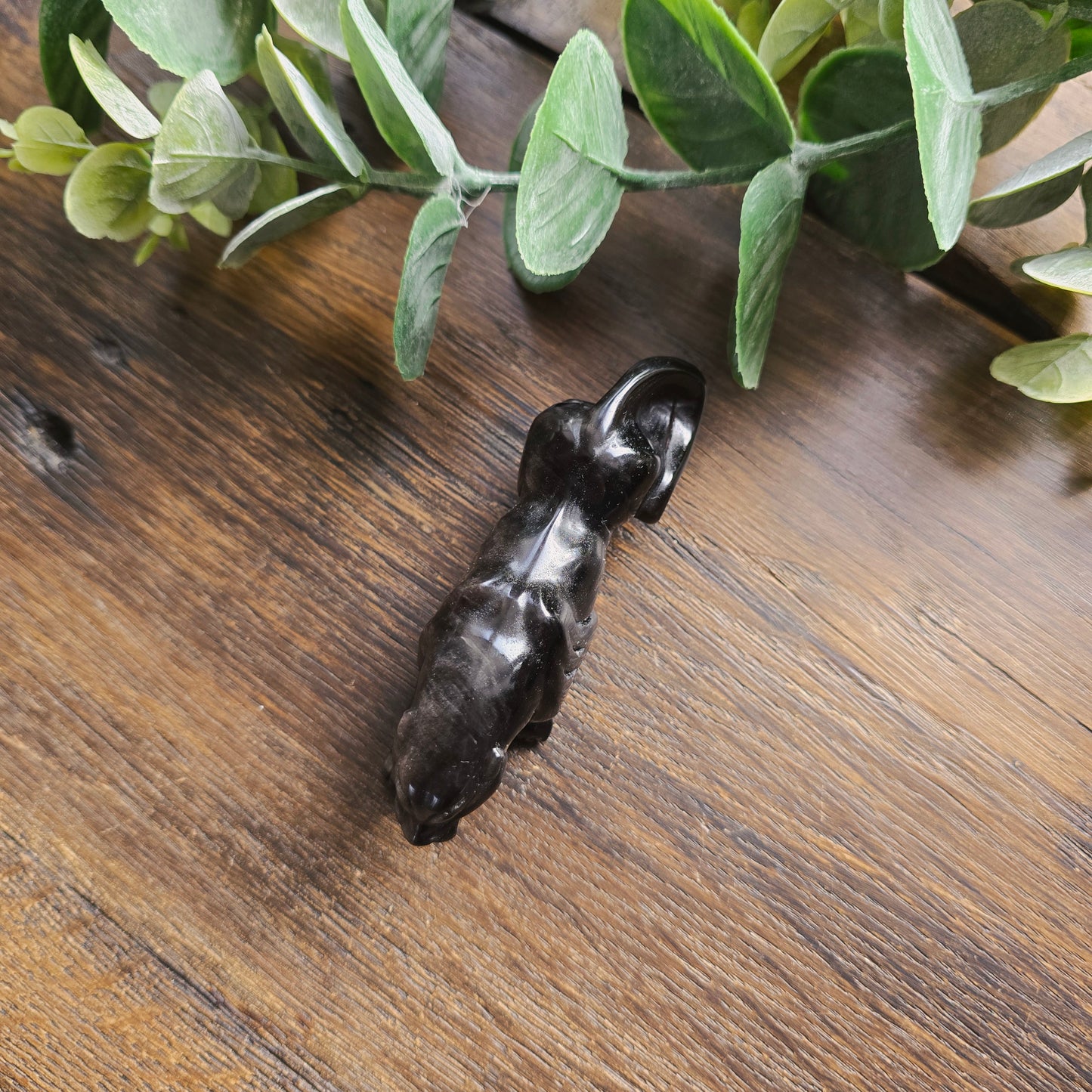 Léopard en Obsidienne argentée