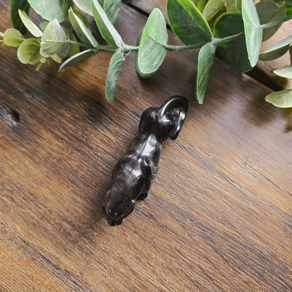 Léopard en Obsidienne argentée