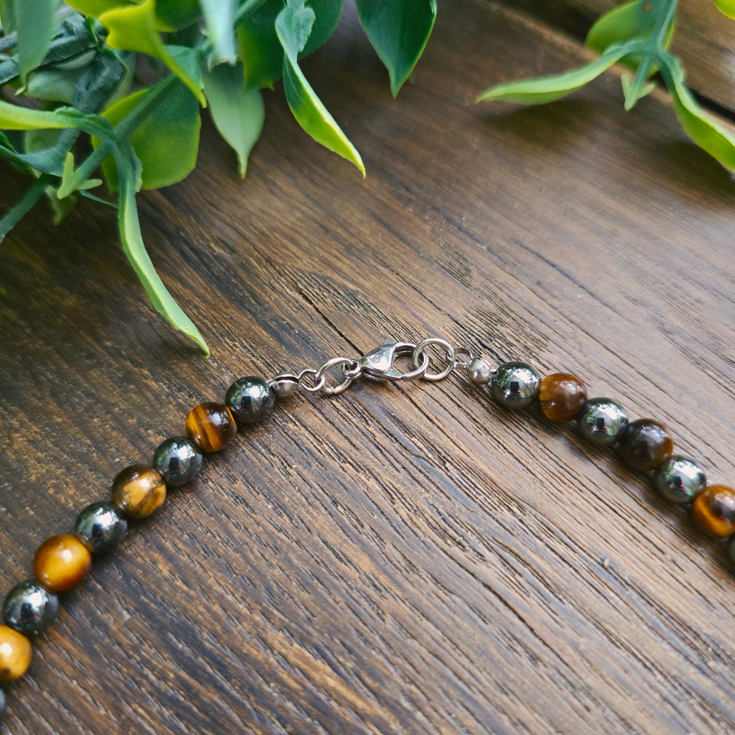 Collier en Œil de tigre & Hématite