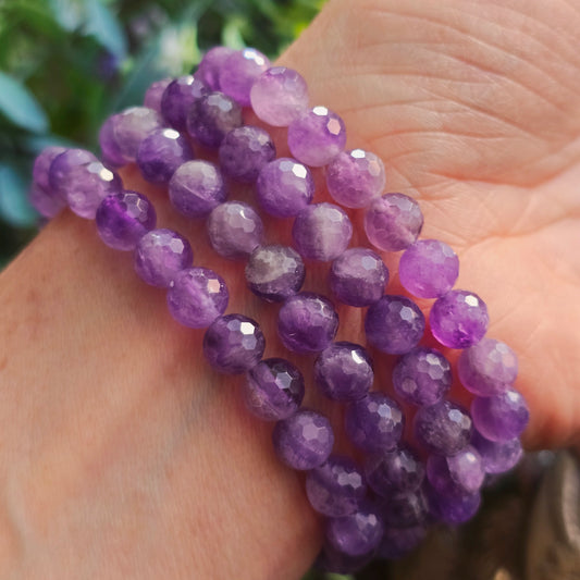 Bracelet en Améthyste - perles facettées - 8mm