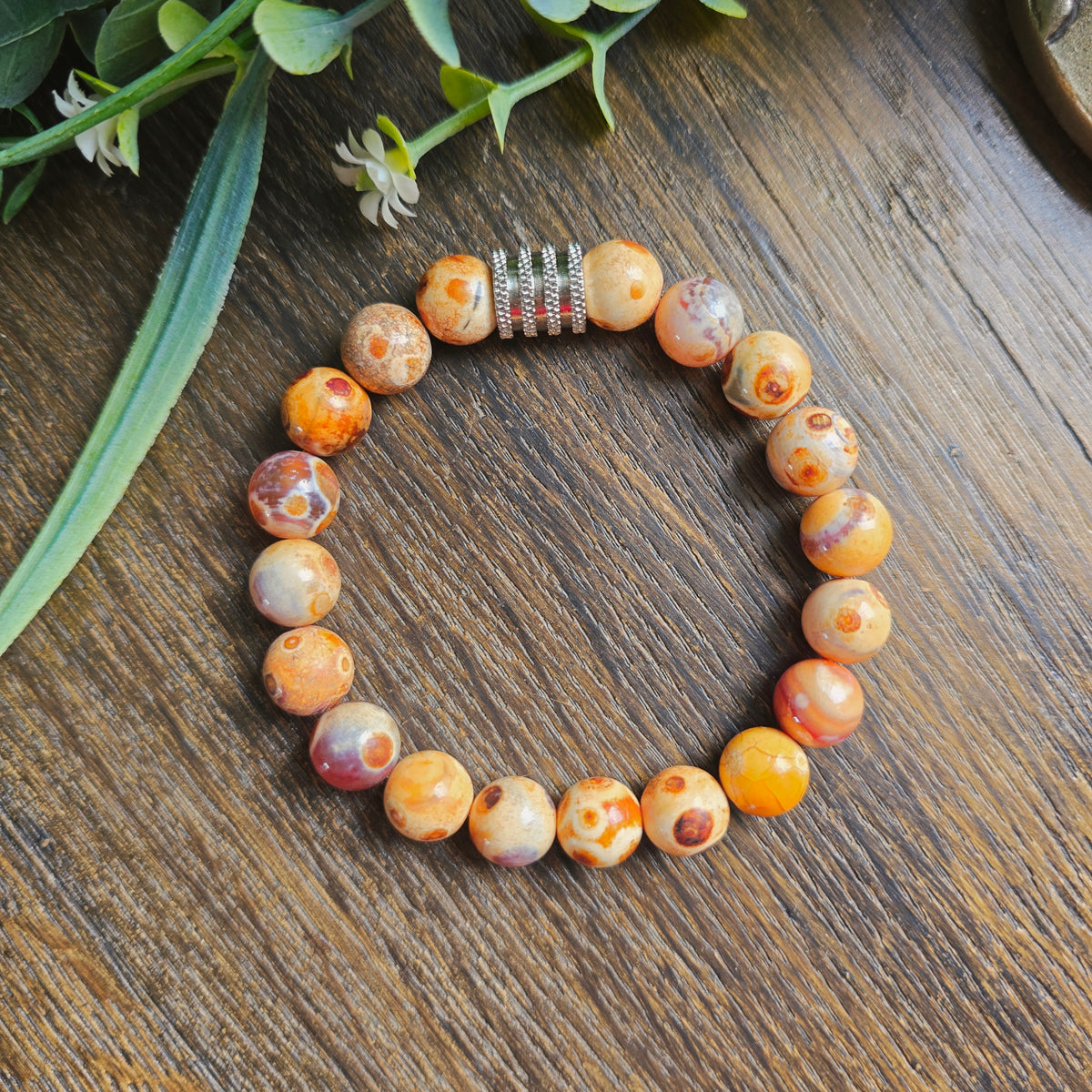 Bracelet en Agate Dzi à oeil - 10mm