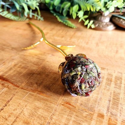 Rose en Jaspe sang de dragon - tige dorée