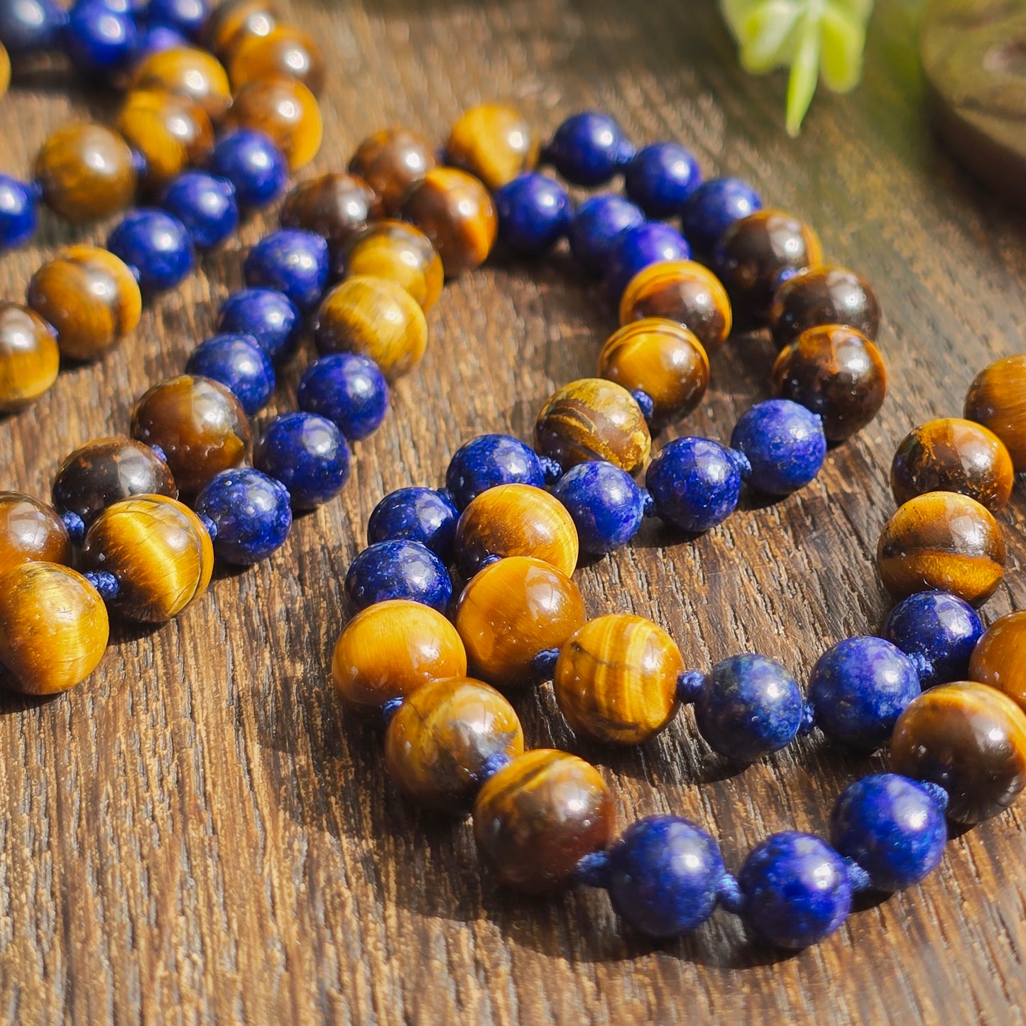 Mala Protection & Sagesse - Lapis-lazuli et Œil de tigre - Dragon
