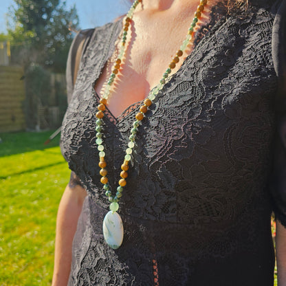 Mala Terre - Ancrage profond - Agate arbre, Bois fossile et Aventurine verte