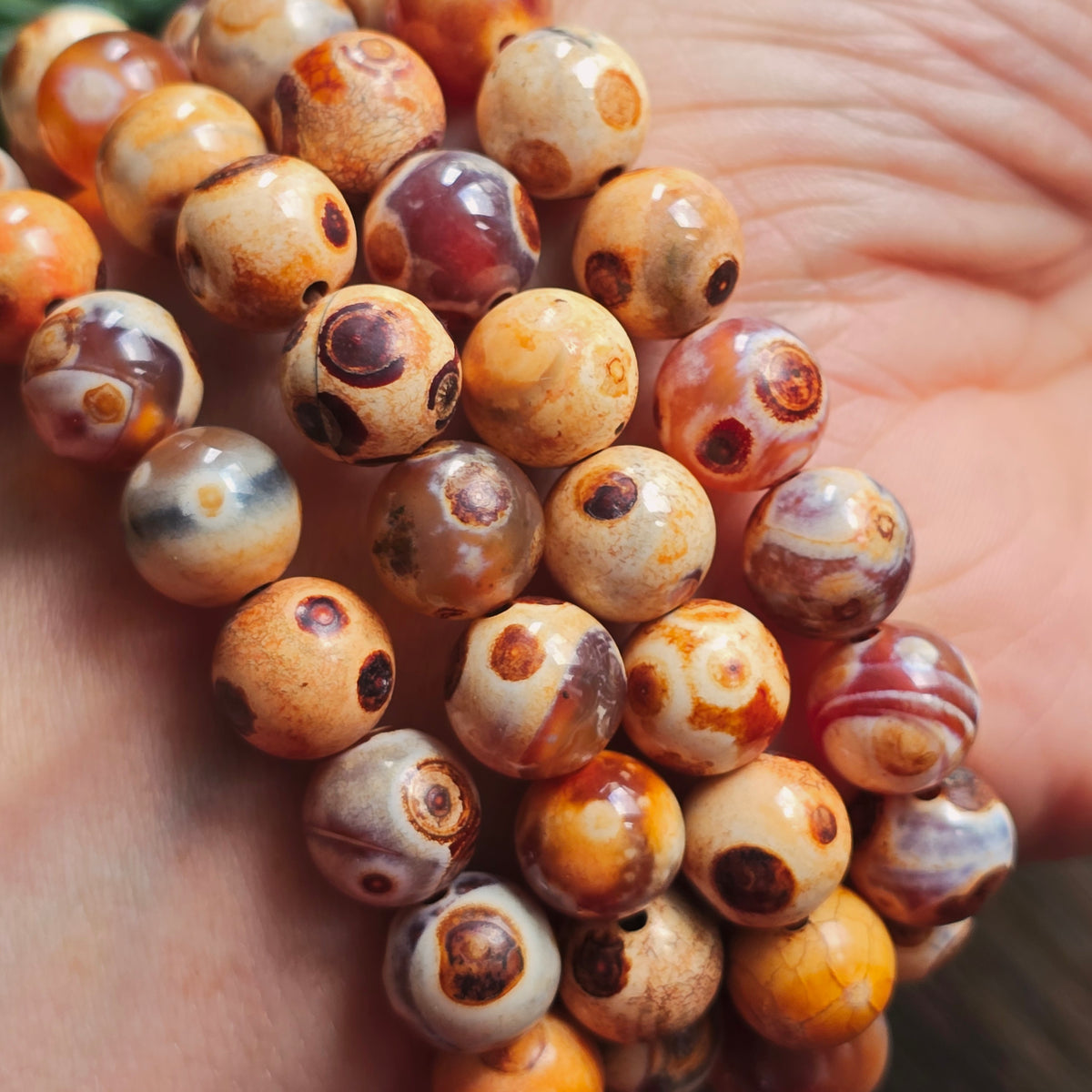 Bracelet en Agate Dzi à oeil - 10mm