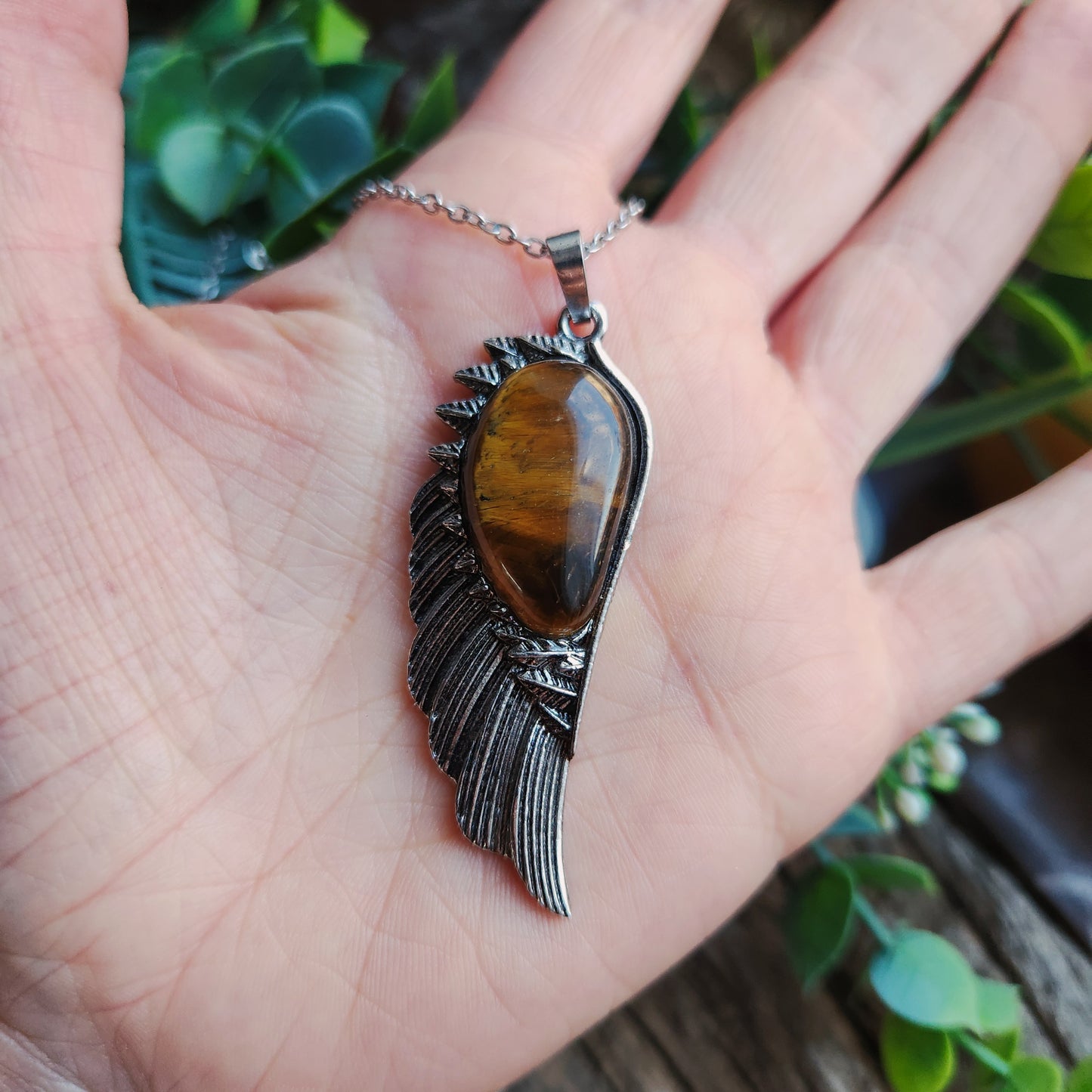 Pendentif Aile d'ange en Œil de tigre