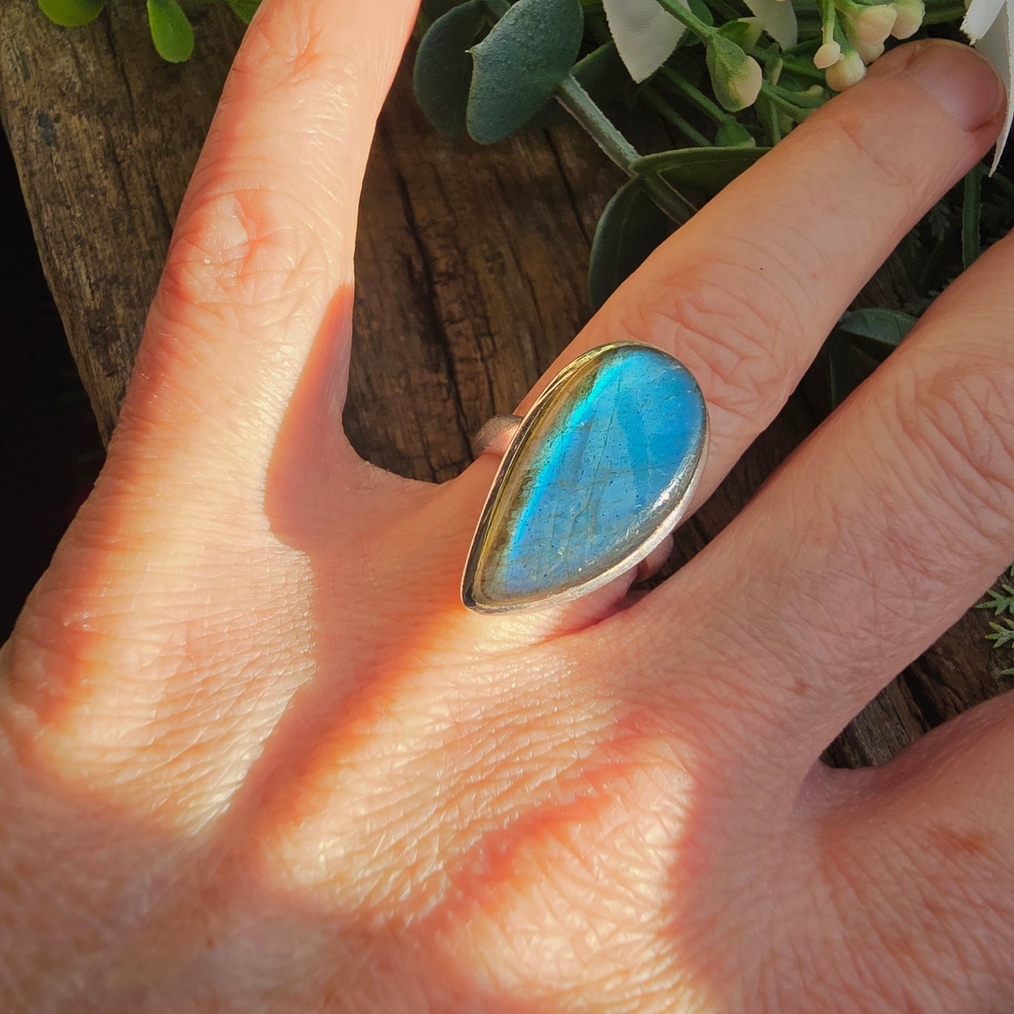 Bague réglable n°2 - Labradorite - Argent  925