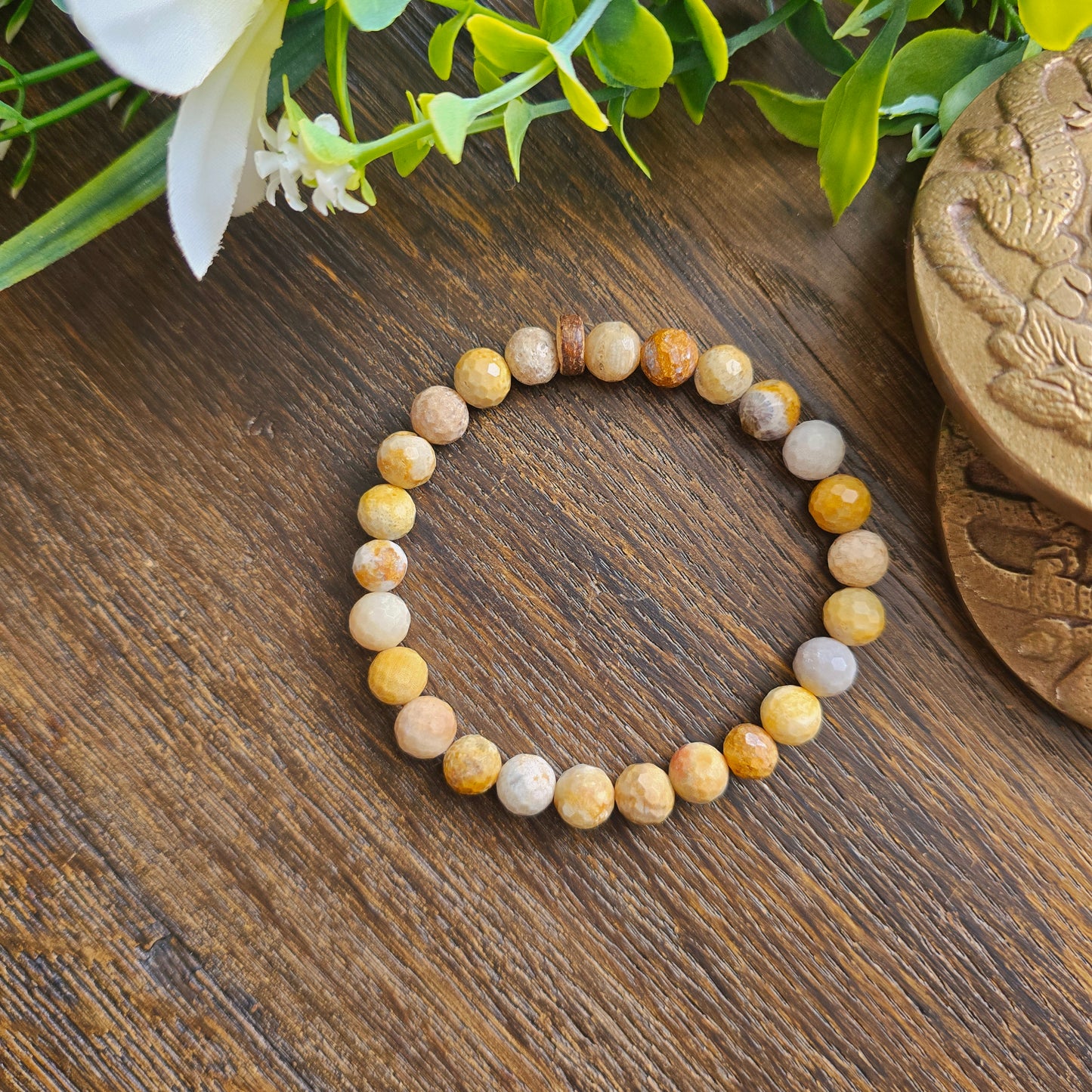 Bracelet en Agate crazy lace - perles facettées - 8mm