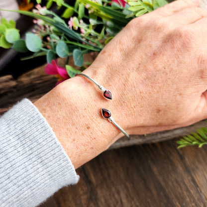 Jonc en Grenat rouge - Argent 925