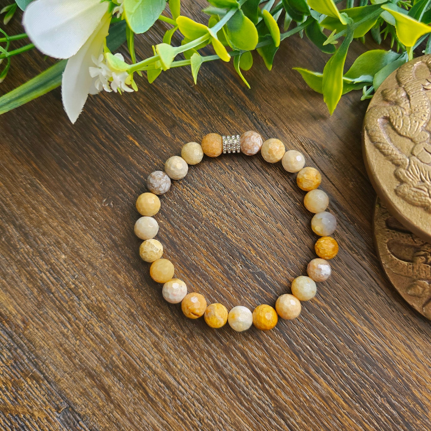 Bracelet en Agate crazy lace - perles facettées - 8mm