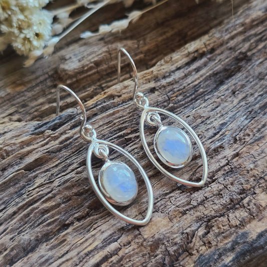 Boucles d'oreilles en Pierre de lune - Goutte n°3 - Argent 925