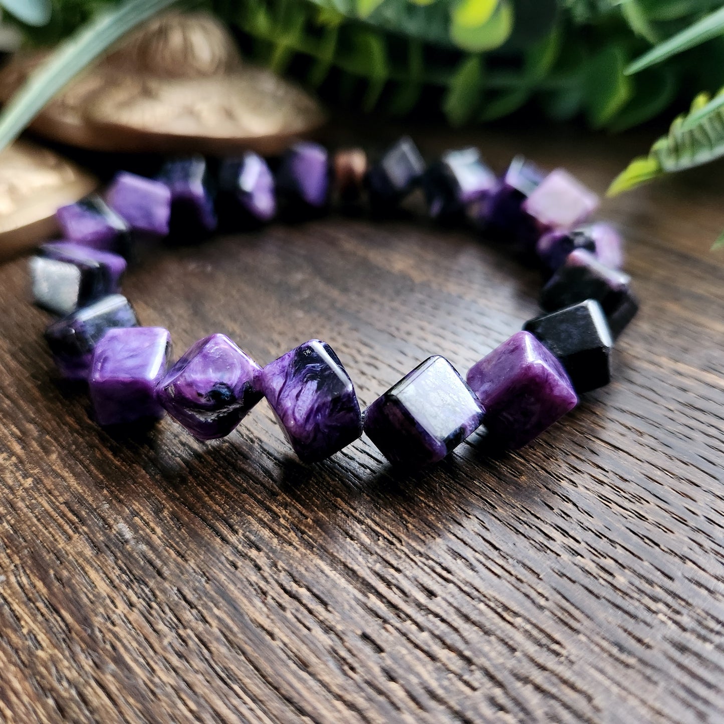 Bracelet en Charoïte - 8mm cubes