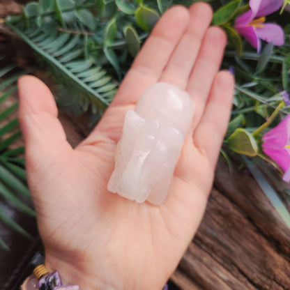 Sculpture d'Eléphant en Quartz Rose