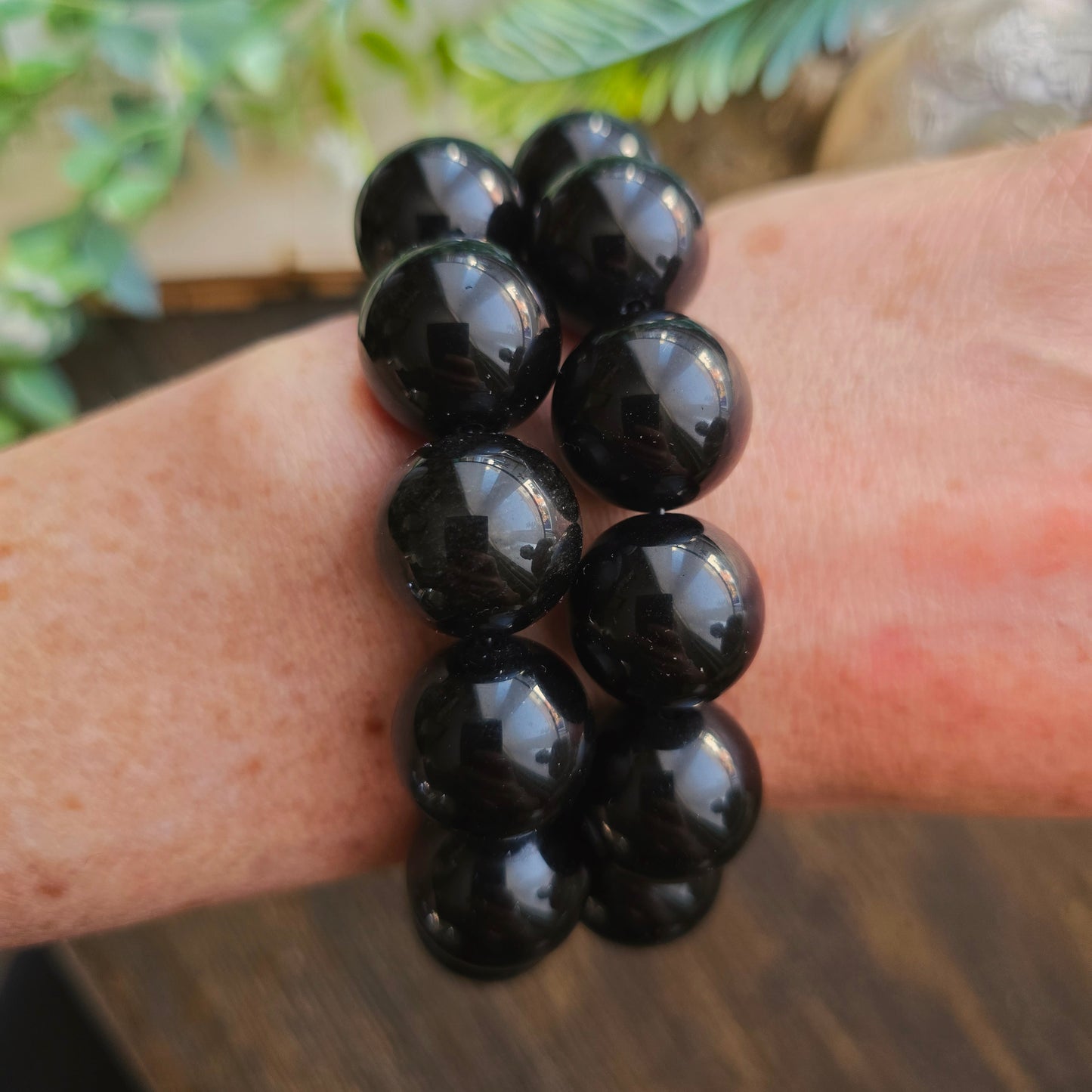 Bracelet en Obsidienne noire - 12 mm
