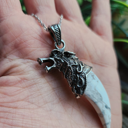 Pendentif Dent de loup en Howlite