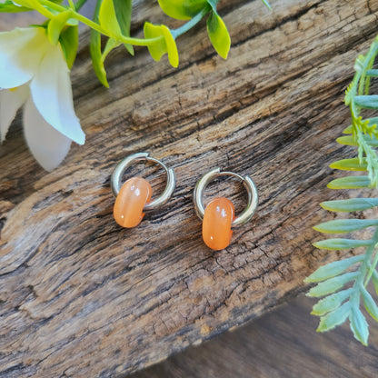 Boucles d'oreilles argentées en Cornaline - Donuts