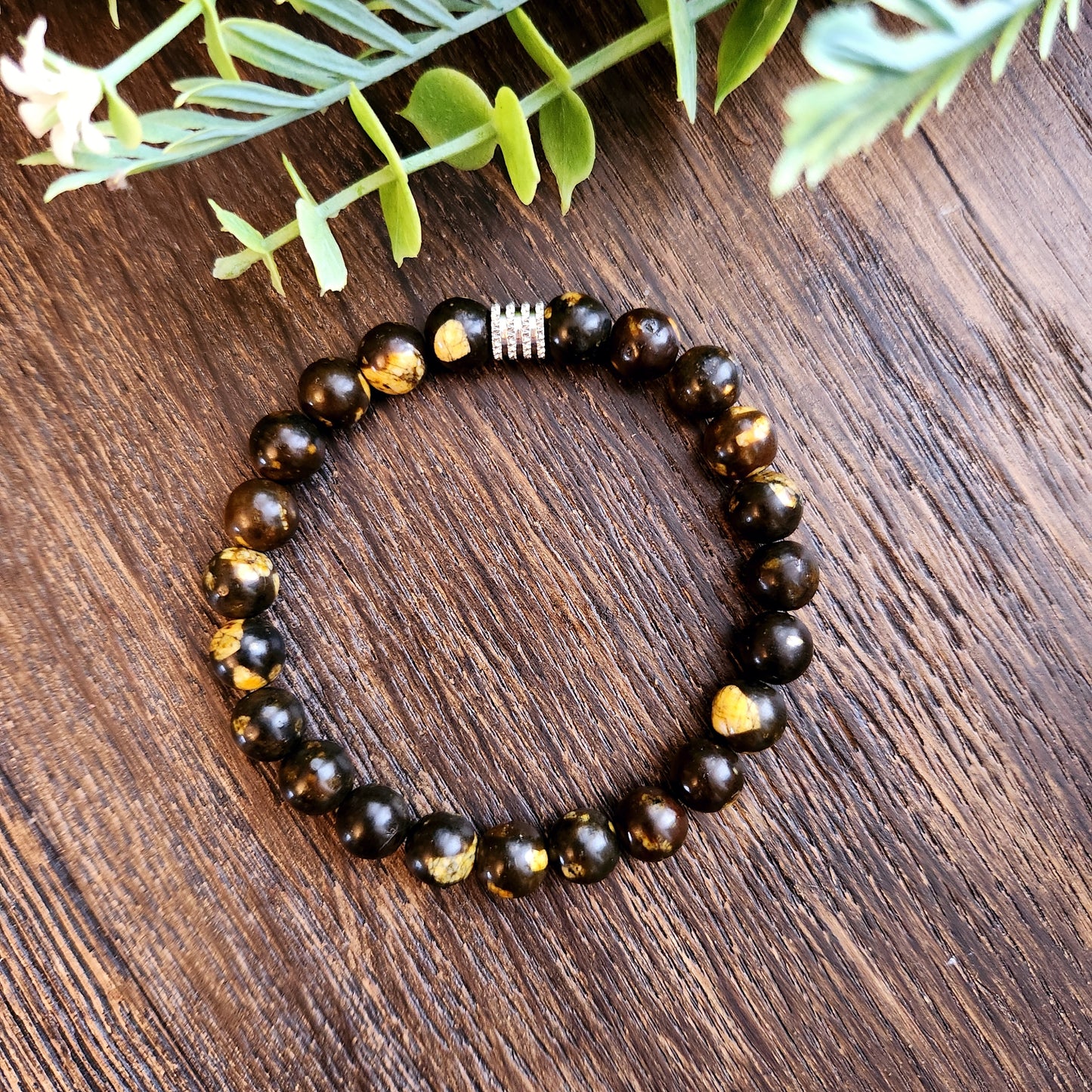 Bracelet en Jaspe brun et jaune - 8mm