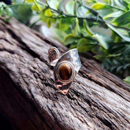 Bague réglable - Oeil de tigre - Argent  925