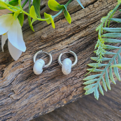 Boucles d'oreilles argentées en Howlite - Donuts