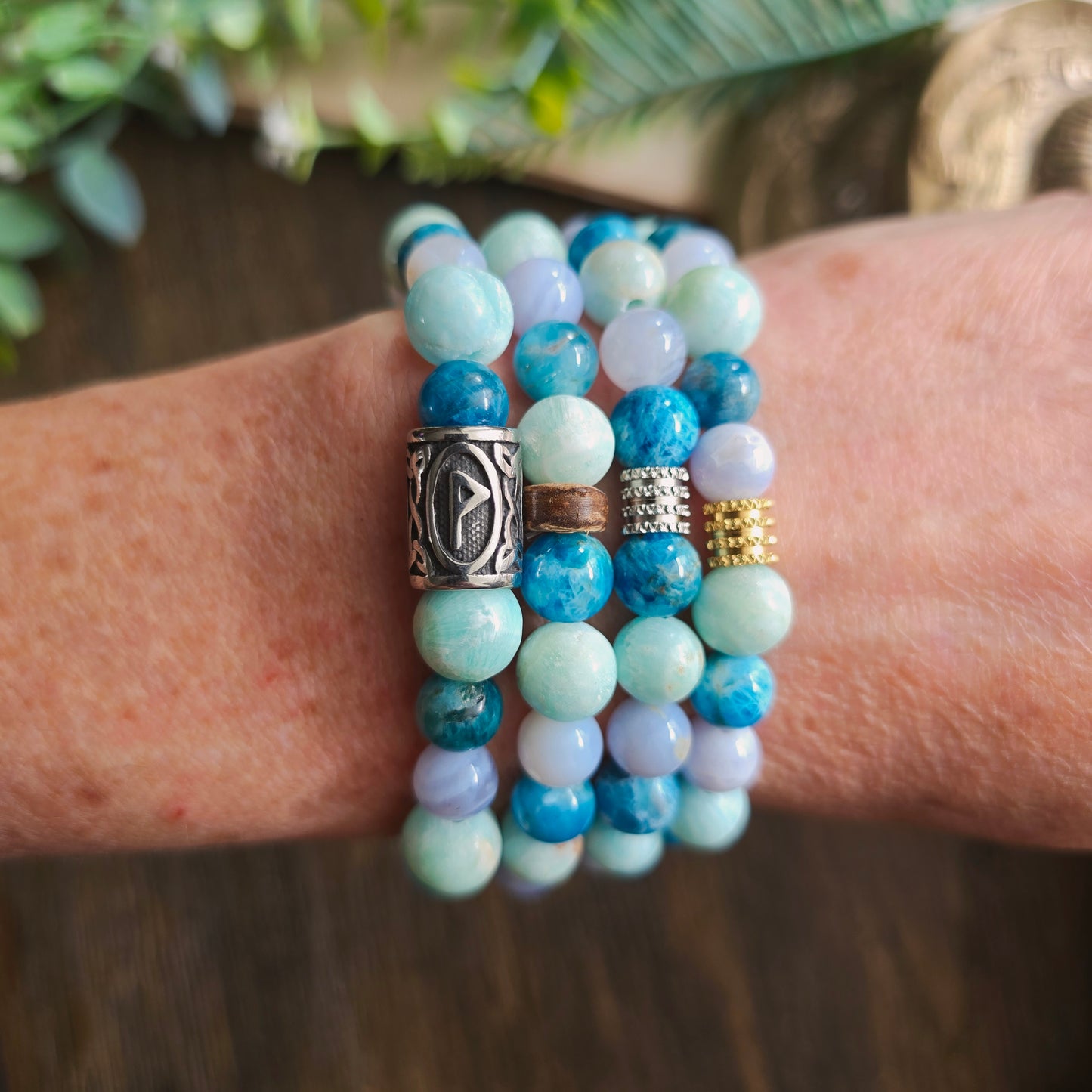 Bracelet Eau - Harmonie émotionnelle - Aragonite, Apatite bleue et Calcédoine