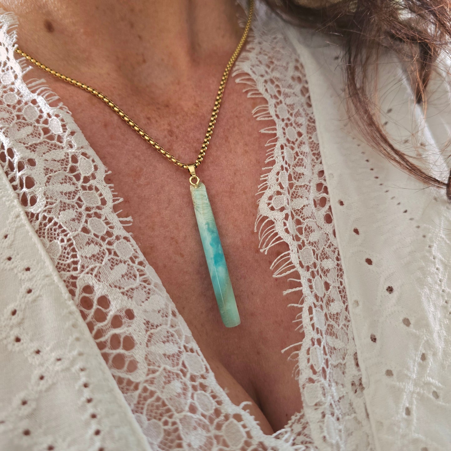 Pendentif Totem en Aragonite bleue - n°1