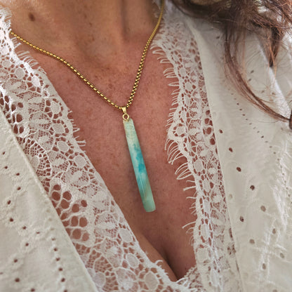 Pendentif Totem en Aragonite bleue - n°1