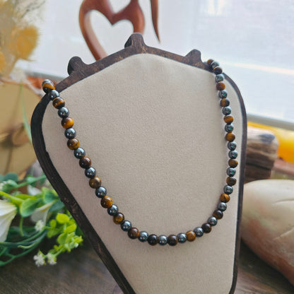 Collier en Œil de tigre & Hématite