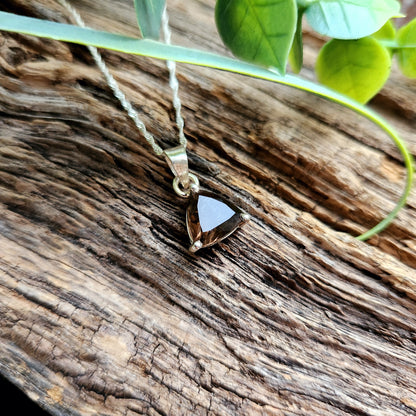 Pendentif en Quartz fumé facetté n°1 + chaîne Argent