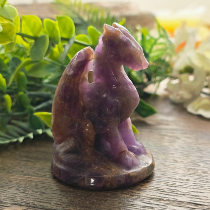 Sculpture de dragon en Améthyste