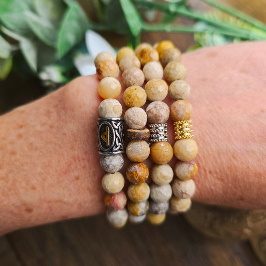 Bracelet en Agate crazy lace - perles facettées - 8mm