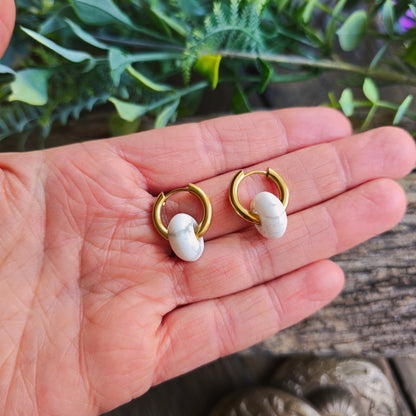 Boucles d'oreilles dorées en Howlite - Donuts