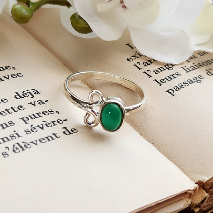 Bague réglable Vénus - Onyx vert - Argent 925