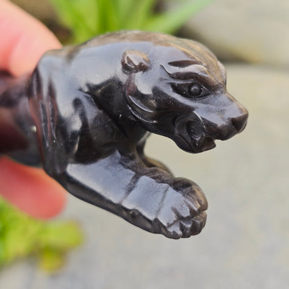 Léopard en Obsidienne argentée