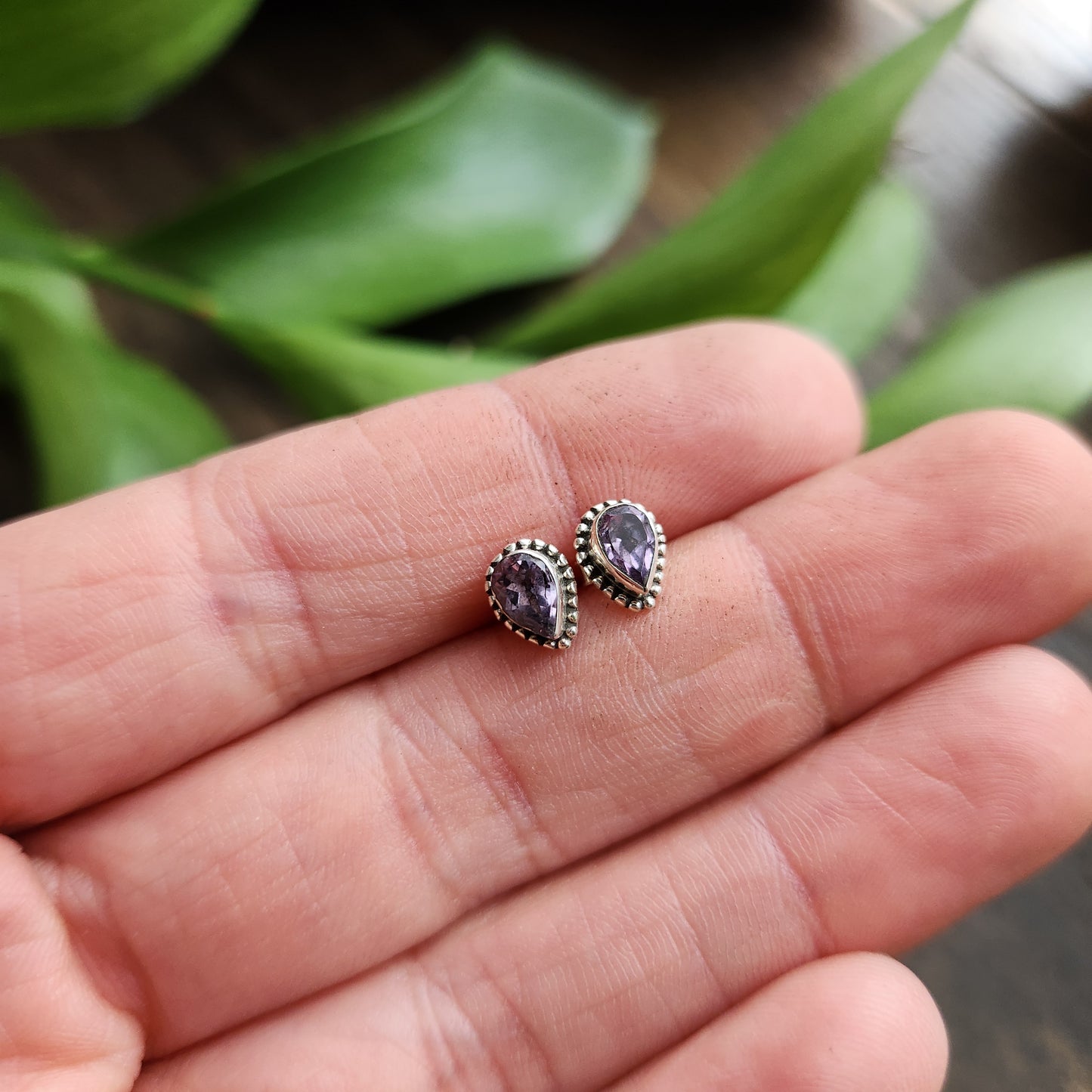 Boucles d'oreilles en Améthyste - Clous - Argent 925