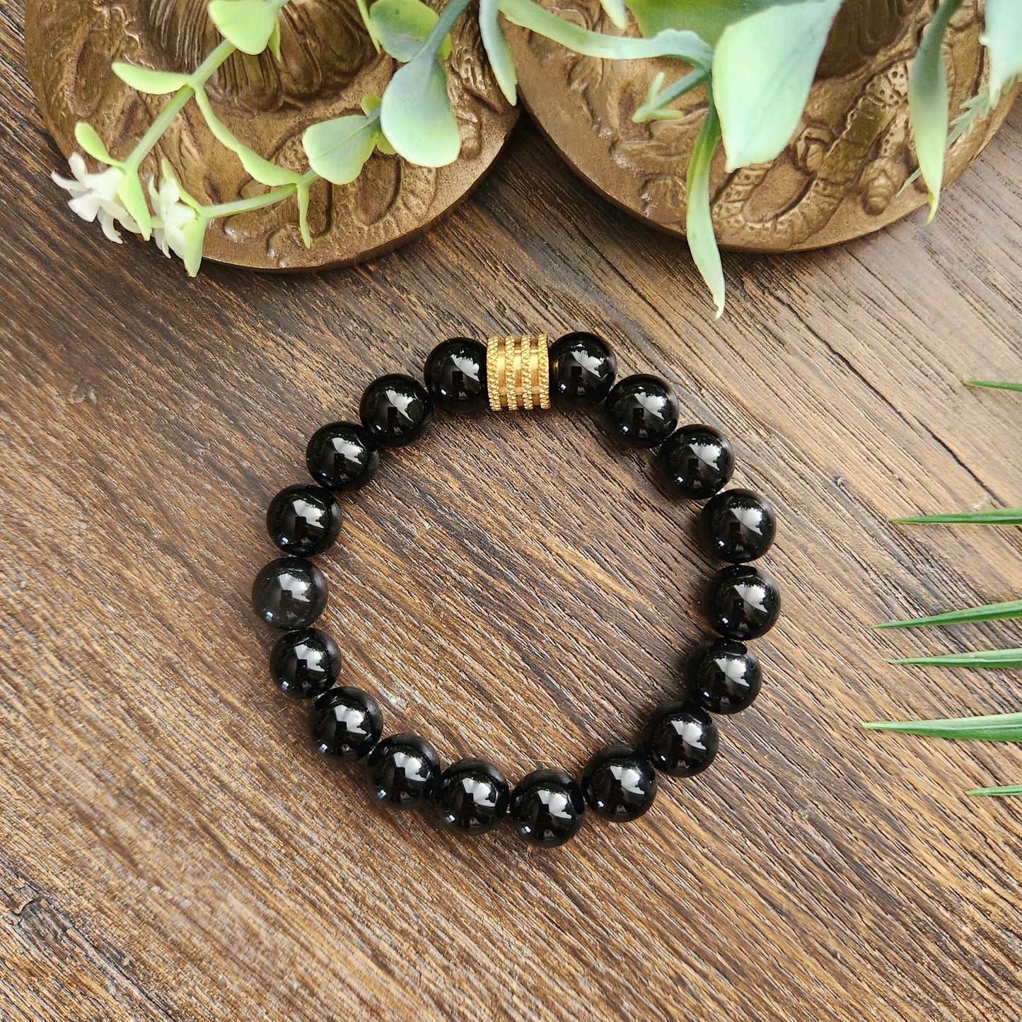 Bracelet en Obsidienne noire - 10mm