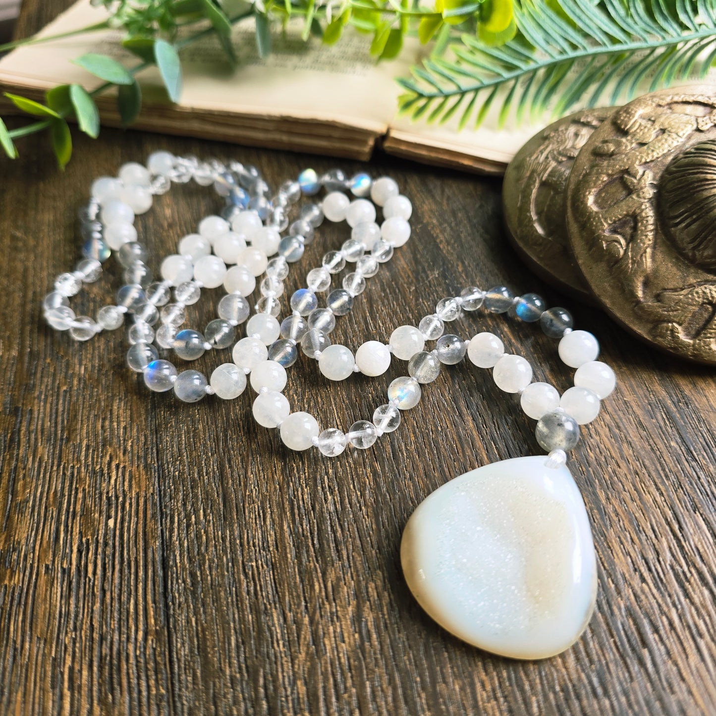 Mala Air - Paix intérieure - Pierre de lune, Labradorite et Cristal de roche - Agate cristallisée