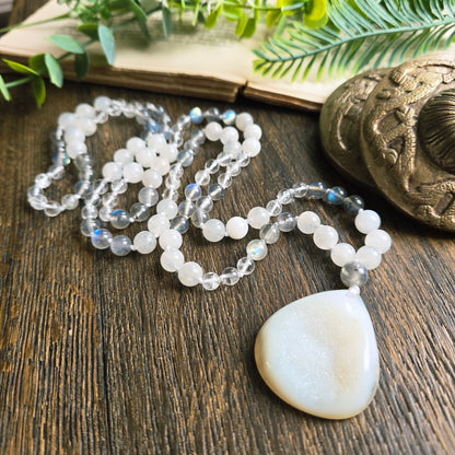 Mala Air - Paix intérieure - Pierre de lune, Labradorite et Cristal de roche - Agate cristallisée