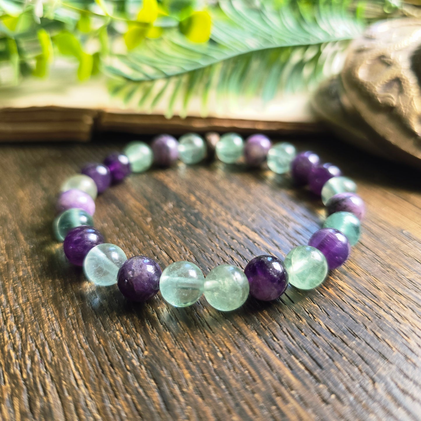 Bracelet Ether - Eveil spirituel - Améthyste, Fluorite et Charoïte