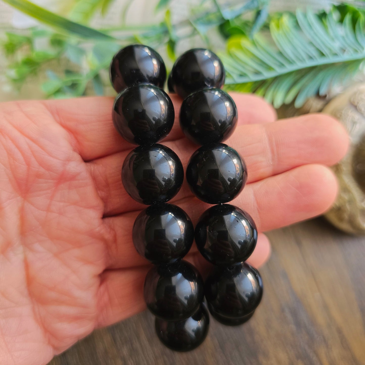 Bracelet en Obsidienne noire - 12 mm