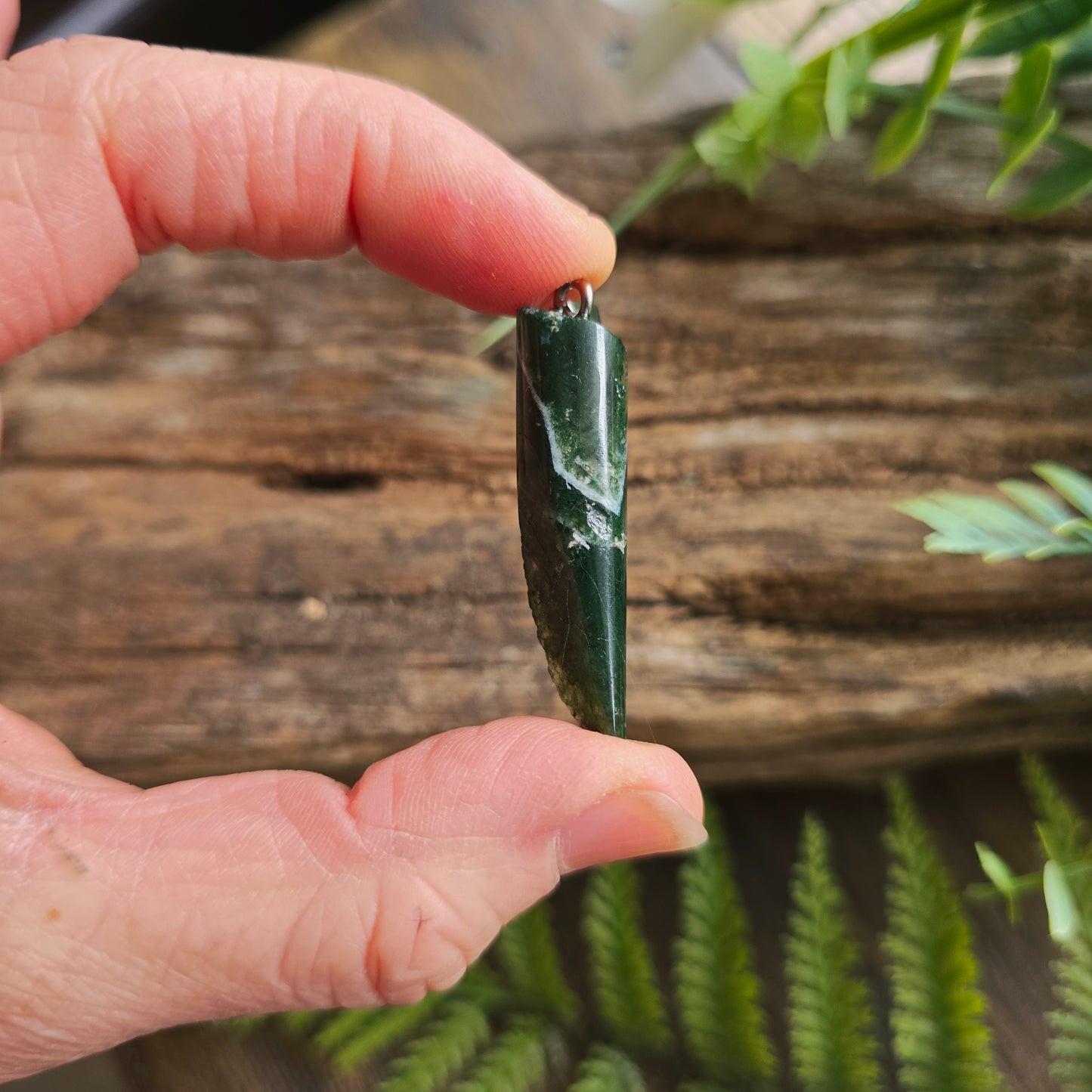 Pendentif Totem en Agate mousse - n°1