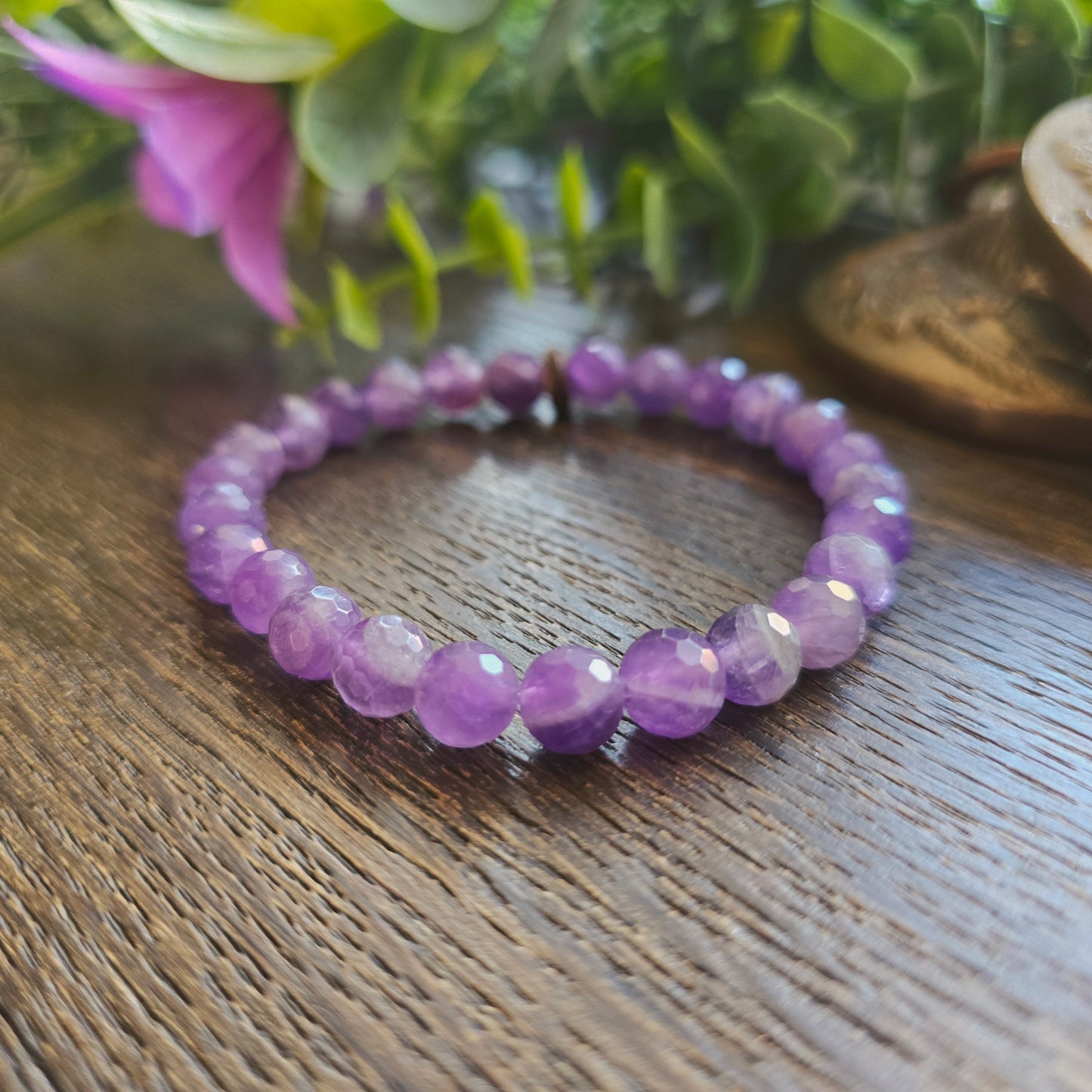 Bracelet en Améthyste - perles facettées - 8mm