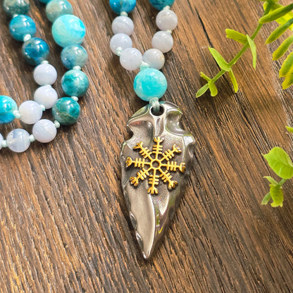 Mala Eau - Harmonie émotionnelle - Cacédoine, Apatite bleue et Aragonite bleue - Pointe de flèche