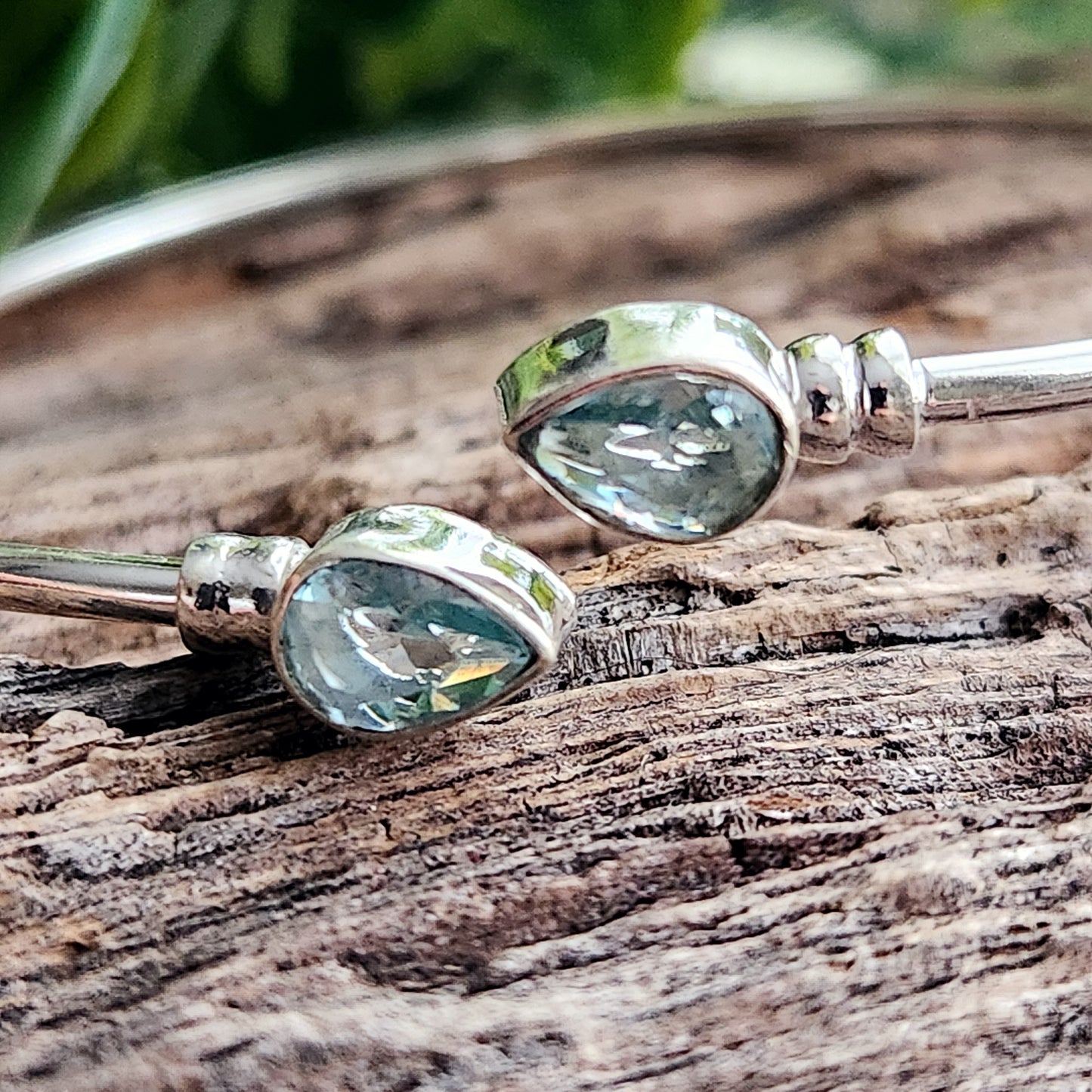 Jonc en Aigue Marine - Argent 925